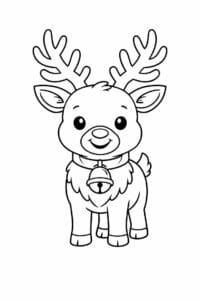 tegning af Rensdyr med klokke – Merry and bright