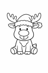 tegning af Rensdyr med nissehue – Funny and simple