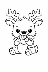 tegning af Rensdyr spiser gulerod – Cute and funny