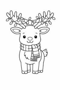 tegning af Rensdyr med julelys – Colorful and easy