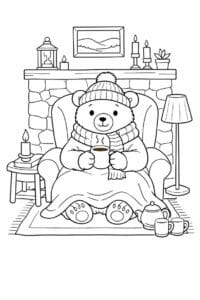 tegning af Cozy pejsestue – Soft and relaxing