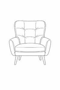 tegning af Cozy lænestol – Calm and minimal