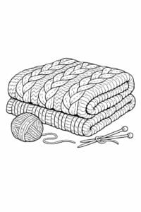 tegning af Cozy strikketæppe – Warm and textured