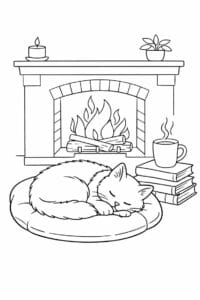 tegning af Cozy bog ved pejs – Quiet and relaxing