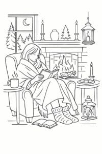 tegning af Cozy vinteraften – Calm and atmospheric