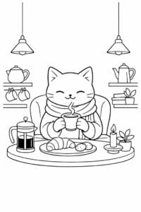 tegning af Cozy kaffehjørne – Calm and stylish