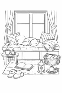 tegning af Cozy hyggekrog – Warm and inviting