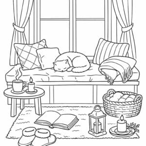 tegning af Cozy hyggekrog - Warm and inviting