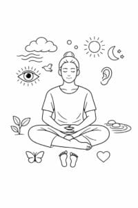 tegning af Mindfulness meditation – Calm and simple