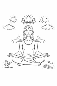 tegning af Mindfulness breathing – Soft and peaceful