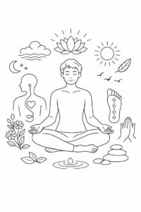tegning af Mindfulness body scan – Calm and gentle