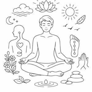 tegning af Mindfulness body scan - Calm and gentle