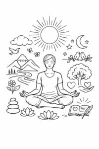 tegning af Mindfulness gratitude – Warm and positive