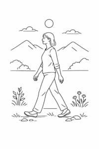 tegning af Mindfulness walking – Simple and serene