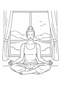 tegning af Mindfulness by window – Quiet and peaceful