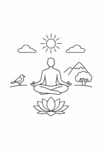 tegning af Mindfulness breathing space – Minimal and clear