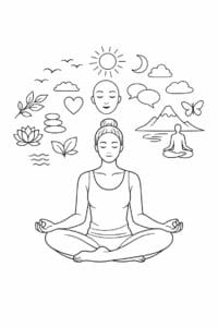 tegning af Mindfulness calm thoughts – Soft and minimal
