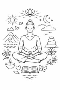 tegning af Mindfulness self care – Warm and relaxing