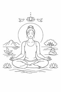 tegning af Mindfulness inner peace – Serene and elegant