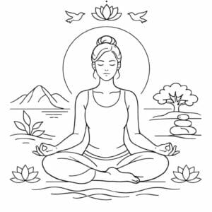 tegning af Mindfulness inner peace - Serene and elegant