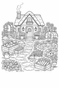 tegning af Tiny garden cottage – Cozy and detailed