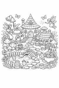 tegning af Tiny fairy garden – Magical and cute