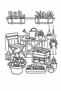 tegning af Tiny balcony garden – Compact and modern