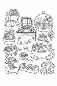 tegning af Tiny flower garden – Soft and colorful