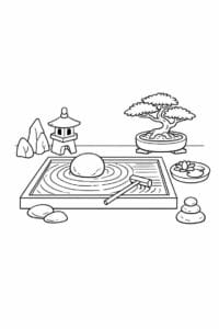 tegning af Tiny zen garden – Calm and minimal