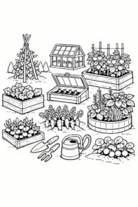 tegning af Tiny vegetable garden – Natural and practical