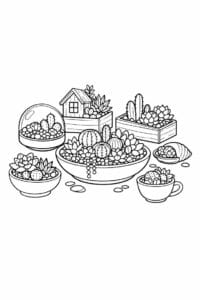 tegning af Tiny succulent garden – Clean and simple