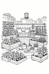 tegning af Tiny rooftop garden – Urban and fresh