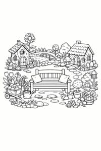 tegning af Tiny garden bench – Cozy and calm