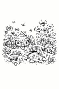 tegning af Tiny wildflower garden – Soft and rustic