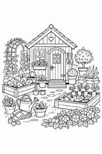 tegning af Tiny garden shed – Charming and cozy