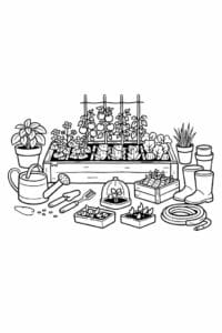 tegning af Tiny kitchen garden – Practical and fresh