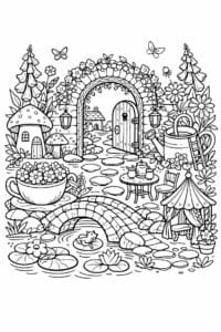 tegning af Tiny secret garden – Magical and peaceful