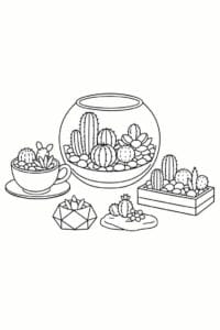 tegning af Tiny cactus garden – Minimal and modern