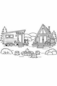 tegning af Tiny home cabin – Cozy and simple