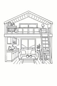 tegning af Tiny home loft – Smart and simple