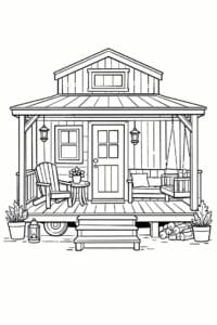 tegning af Tiny home porch – Cozy and rustic