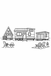 tegning af Tiny home workspace – Minimal and practical