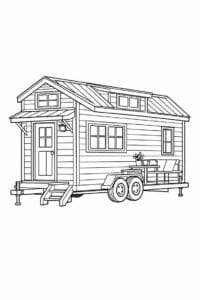 tegning af Tiny home on wheels – Practical and cozy