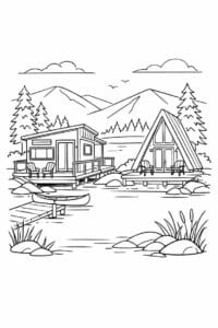 tegning af Tiny home by lake – Peaceful and scenic