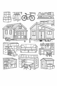 tegning af Tiny home storage – Smart and clean