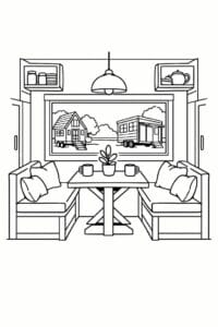 tegning af Tiny home dining nook – Compact and inviting