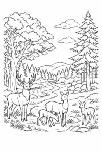 tegning af Skoven med rådyr – Gentle and natural