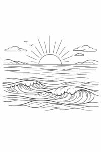 tegning af Havet om morgenen – Calm and fresh