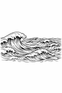 tegning af Havet med bølger – Dynamic and natural