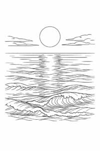 tegning af Havet i måneskin – Elegant and calm